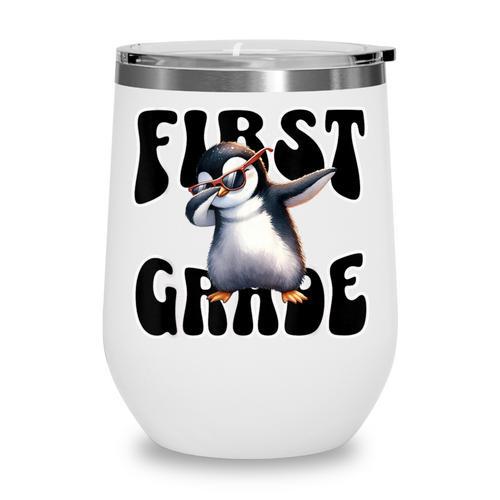 Cute Dabbing Penguin First Grade Back To School Wine Tumbler - Savourry
