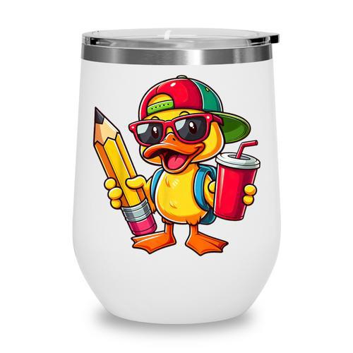 Cute Duck Lover Pencil Back To School Kids Boys Girls Wine Tumbler - Savourry