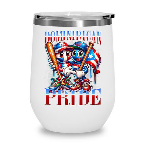 Dominican Puerto Rican Pride Baseball Flag Unity Wine Tumbler - Sportilla