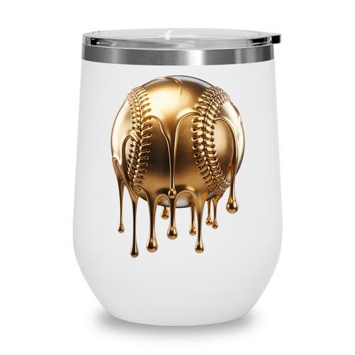 Dripping Gold Drip Baseball Game Day Player Coach Baller Wine Tumbler - Sportilla