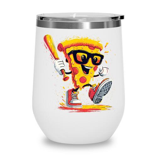 Drippy Pizza Baseball Slice Cartoon Sports Food Wine Tumbler - Sportilla