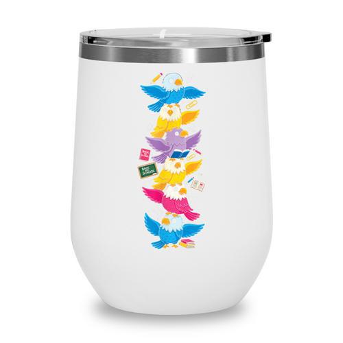 Eagle Colorful Rainbow Back To School Kids Boys Girls Wine Tumbler - Savourry