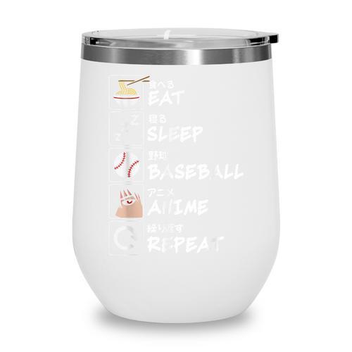 Eat Sleep Baseball Anime Repeat Japanese Otaku Wine Tumbler - Sportilla