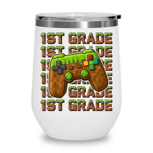 First Day Of 1st Grade Level Begins Back To School Girl Boy Wine Tumbler - Savourry