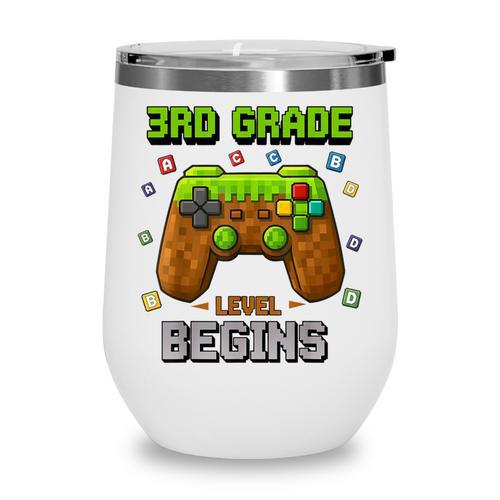 First Day Of 3rd Grade Level Begins Back To School Boy Wine Tumbler - Savourry