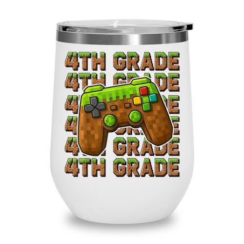 First Day Of 4th Grade Level Begins Back To School Girl Boy Wine Tumbler - Savourry