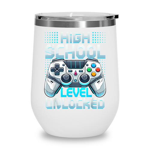 First Day Of High School Level Unlocked Back To School Gamer Wine Tumbler - Savourry