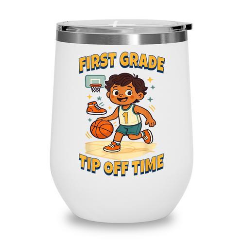 First Grade Basketball Back To School Slam Dunk Style Wine Tumbler - Savourry