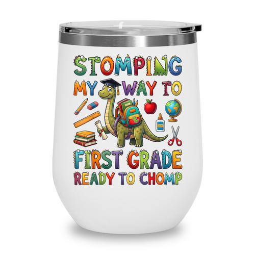 First Grade Graduation Dinosaur Dino Back To School Student Wine Tumbler - Savourry