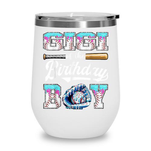Gigi Of The Birthday Boy Baseball Ice Cream Drip Matching Wine Tumbler - Sportilla