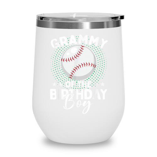 Grammy Of The Birthday Boy Baseball Player Birthday Wine Tumbler - Sportilla