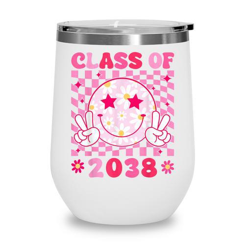 Groovy Class Of 2038 Grow With Me Smile Face Back To School Wine Tumbler - Savourry
