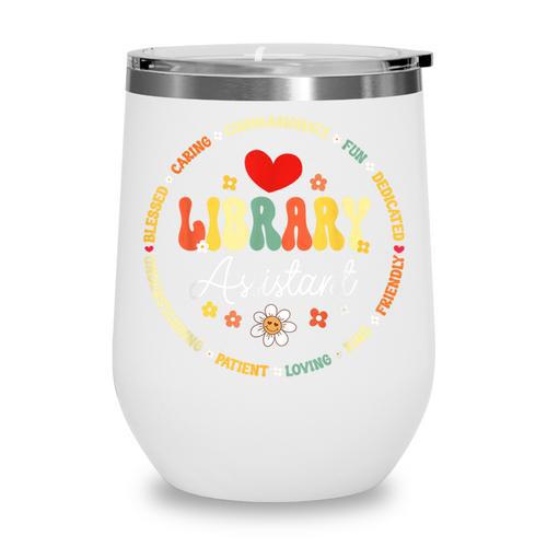 Groovy Librarian School Library Assistant Day Back To School Wine Tumbler - Savourry
