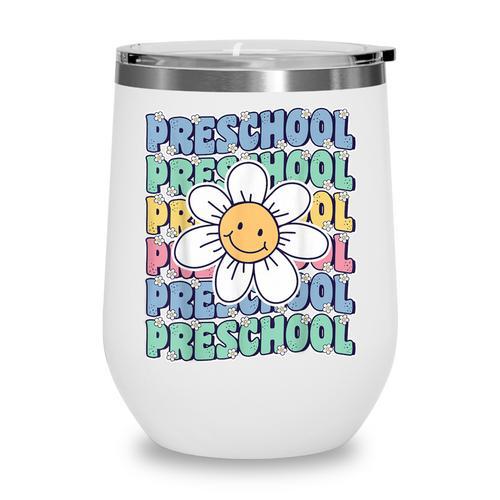 Groovy Preschool Cute Back To School First Day Of Pre K Wine Tumbler - Savourry