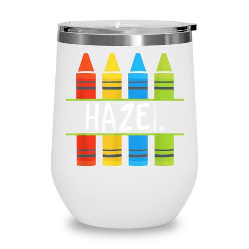 Hazel Crayon Back To School Kids Wine Tumbler - Savourry