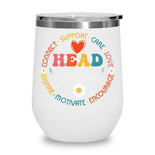 Head Custodian Appreciation Week Back To School Retro Groovy Wine Tumbler - Savourry