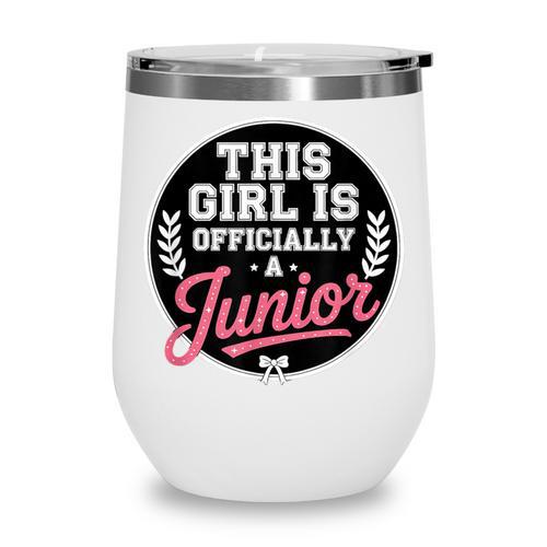 Highschool Girls Back To School 2025 First Day A Junior Wine Tumbler - Savourry