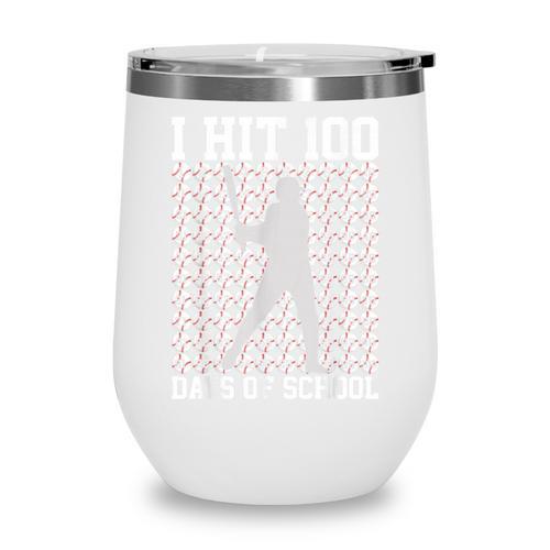 I Hit 100 Days Of School Boys Kids 100th Day Balls Baseball Wine Tumbler - Sportilla