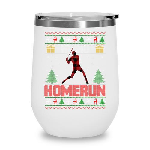 Ho Ho Homerun Xmas Sports Player Baseball Ugly Christmas Wine Tumbler - Sportilla