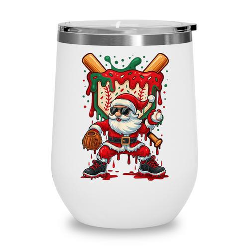 HUGvyn Santa Playing Baseball Ice Cream Drip Christmas Boys Wine Tumbler - Sportilla