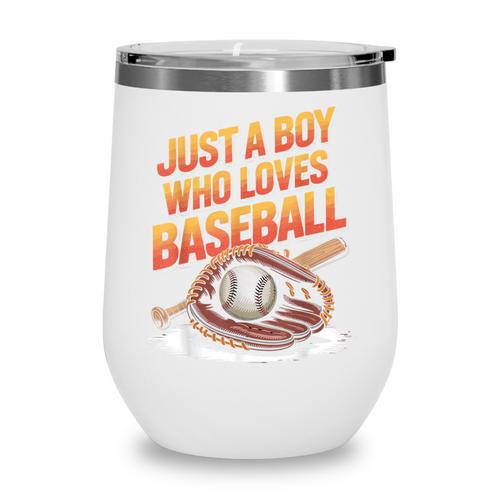 Just A Boy Who Loves Baseball Player Kids Wine Tumbler - Sportilla