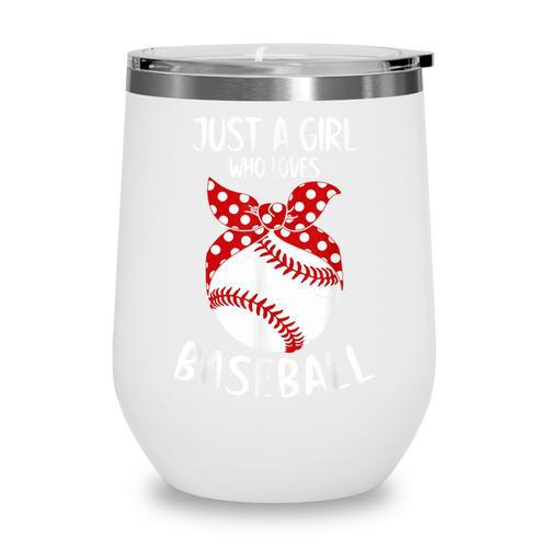 Just A Girl Who Loves Baseball Cute Retro Baseball Lover Wine Tumbler - Sportilla