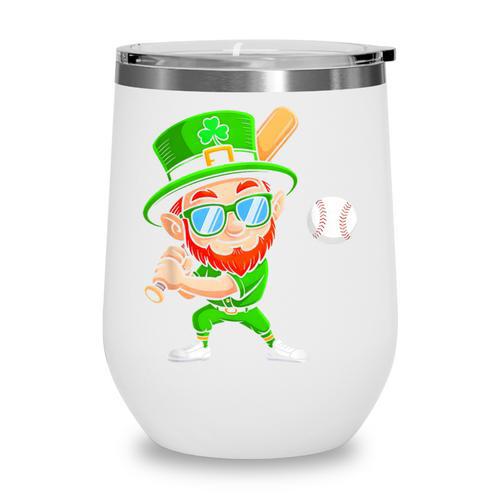 Kids St Patricks Day Shirt Leprechaun Baseball Boys Men Wine Tumbler - Sportilla