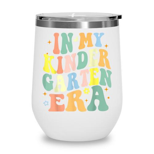 Kindergarten Era Happy Back To School Groovy Kids Boys Girls Wine Tumbler - Savourry