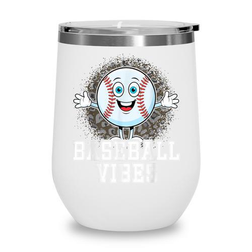 Leopard Baseball Vibes Game Day Softball Life Mom Wine Tumbler - Sportilla