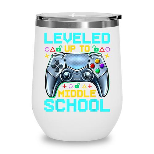 Leveled Up To Middle School Video Gamer Back To School Boys Wine Tumbler - Savourry