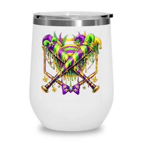 Mardi Gras Baseball Jester Hat New Orleans Men Women Kid Wine Tumbler - Sportilla
