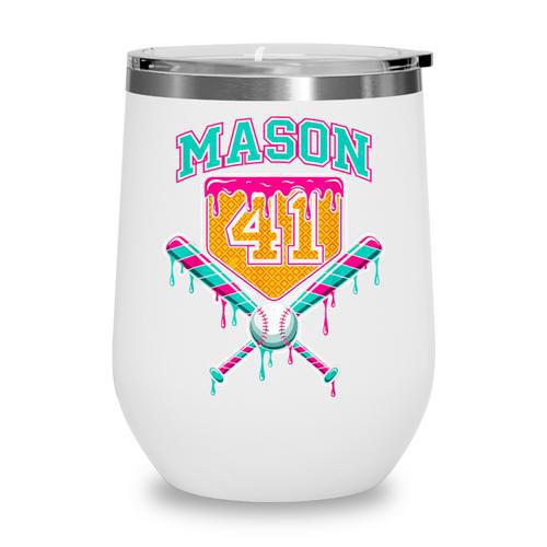 Mason 41 Meme Ice Cream Drip Baseball Birthday Costume Wine Tumbler - Sportilla