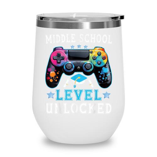 Middle School Level Unlocked Gamer First Day Back To School Wine Tumbler - Savourry