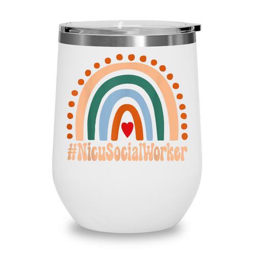 Nicu Social Worker Rainbow Appreciation Day Back To School Wine Tumbler - Savourry