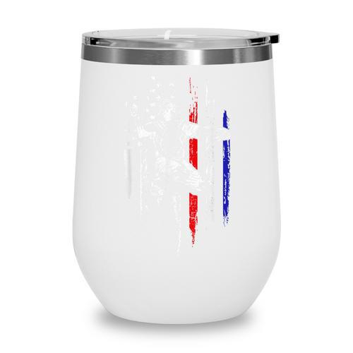 Patriotic Baseball Catcher American Flag Sports Tee Wine Tumbler - Sportilla