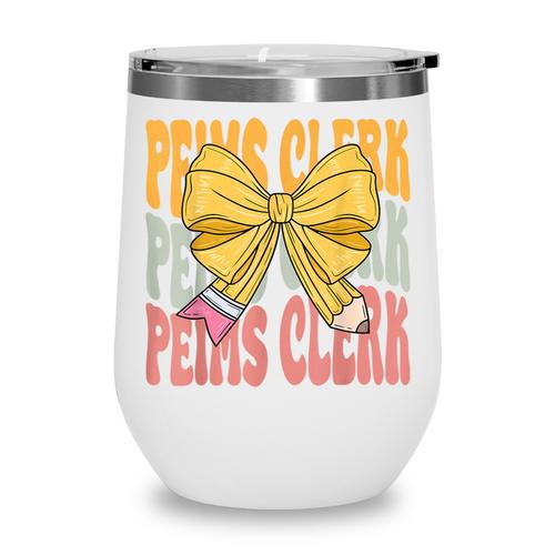 Peims Clerk Groovy Coquette Bow Cute Back To School Wine Tumbler - Savourry
