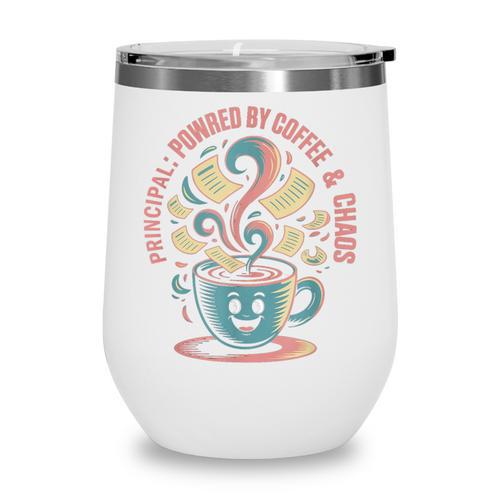 Powered By Coffee Principal Appreciation Back To School Wine Tumbler - Savourry