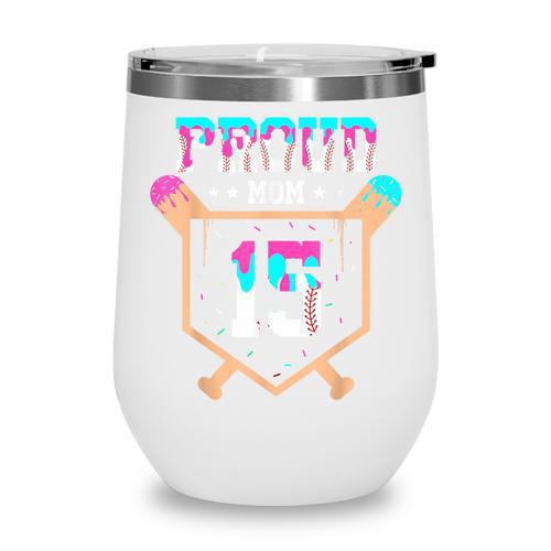 Proud Mom Baseball Player Number 15 Ice Cream Drip Wine Tumbler - Sportilla