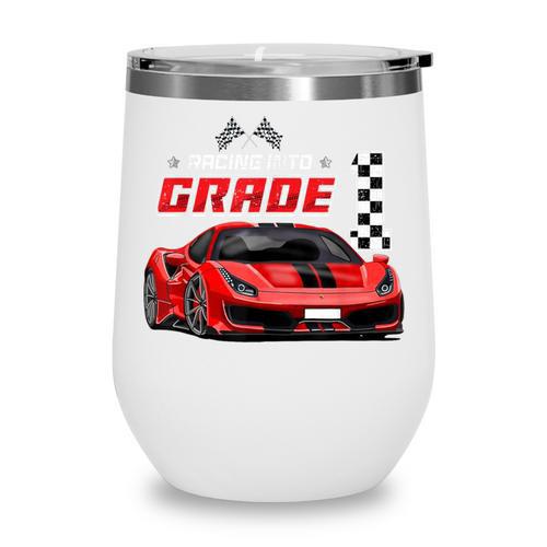 Racing Into 1st Grade Race Car Back To School Boys Wine Tumbler - Savourry
