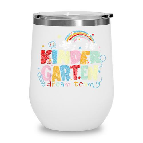 Rainbow Kindergarten Dream Painting Team Back To School Wine Tumbler - Savourry