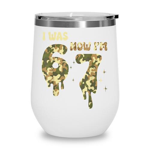 Retro I Was 6 Now I'm 7 Camo 67 Ice Cream Drip Baseball Wine Tumbler - Sportilla