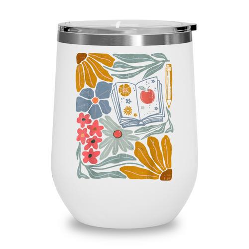 Retro Boho Flower Floral Back To School First Day Of School Wine Tumbler - Savourry
