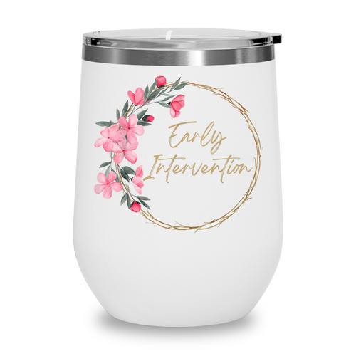 Retro Floral Early Intervention Specialist Back To School Wine Tumbler - Savourry