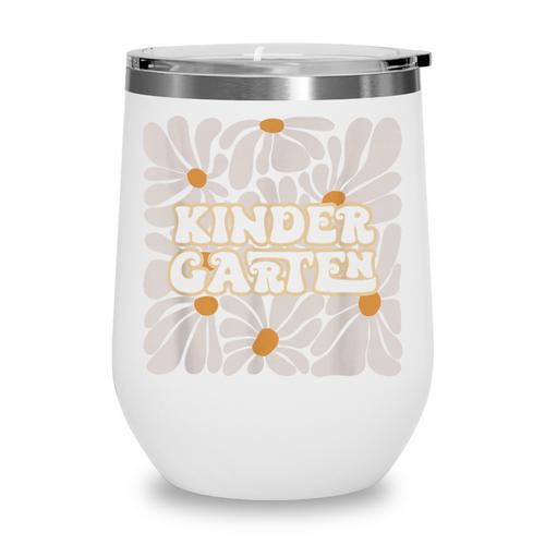 Retro Flower Power Squared Kindergarten Back To School Wine Tumbler - Savourry