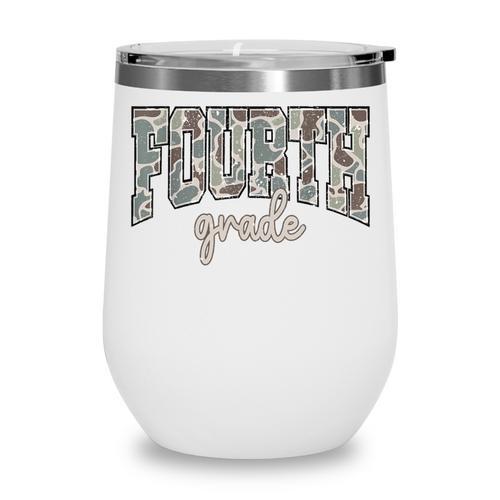 Retro Fourth Grade Back To School Boy Old Camo 4th Grade Kid Wine Tumbler - Savourry