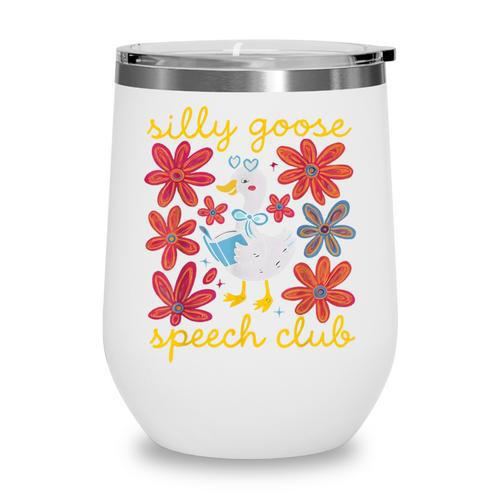 Retro Silly Goose Speech Therapy SLP Back To School Wine Tumbler - Savourry