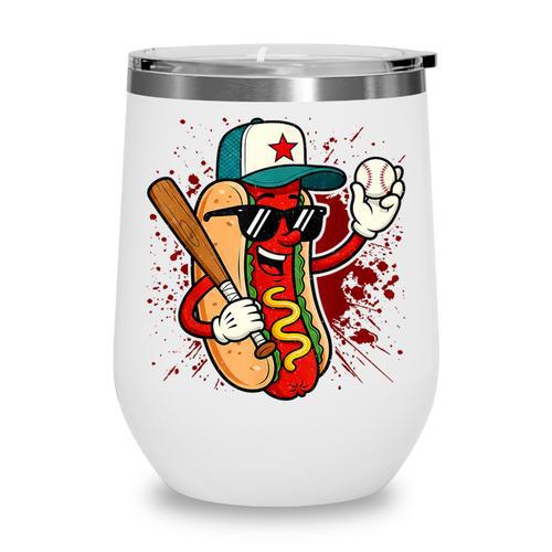 Retro Vintage Baseball Hot Dogs Wine Tumbler - Sportilla