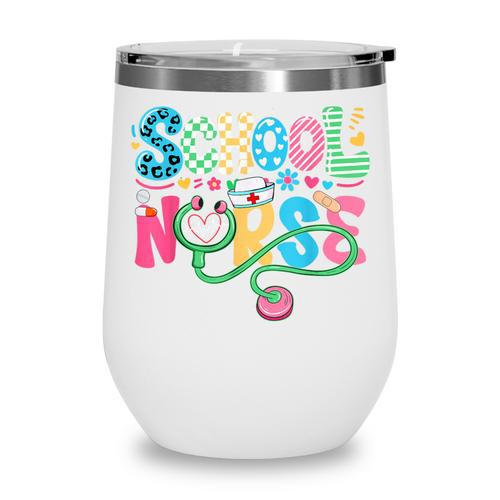 School Nurse Colorful Costume Back To School Nursing Job Wine Tumbler - Savourry