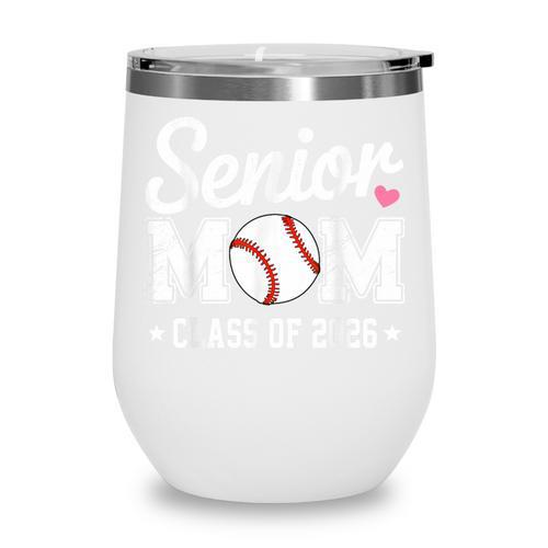Senior Mom Class Of 2026 Baseball Retro Mom Graduation 2026 Wine Tumbler - Sportilla