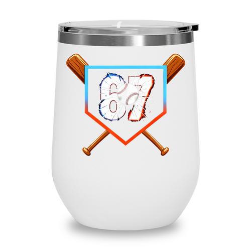 Six Seven 67 Baseball Birthday Boy Men Kids Boys Wine Tumbler - Sportilla